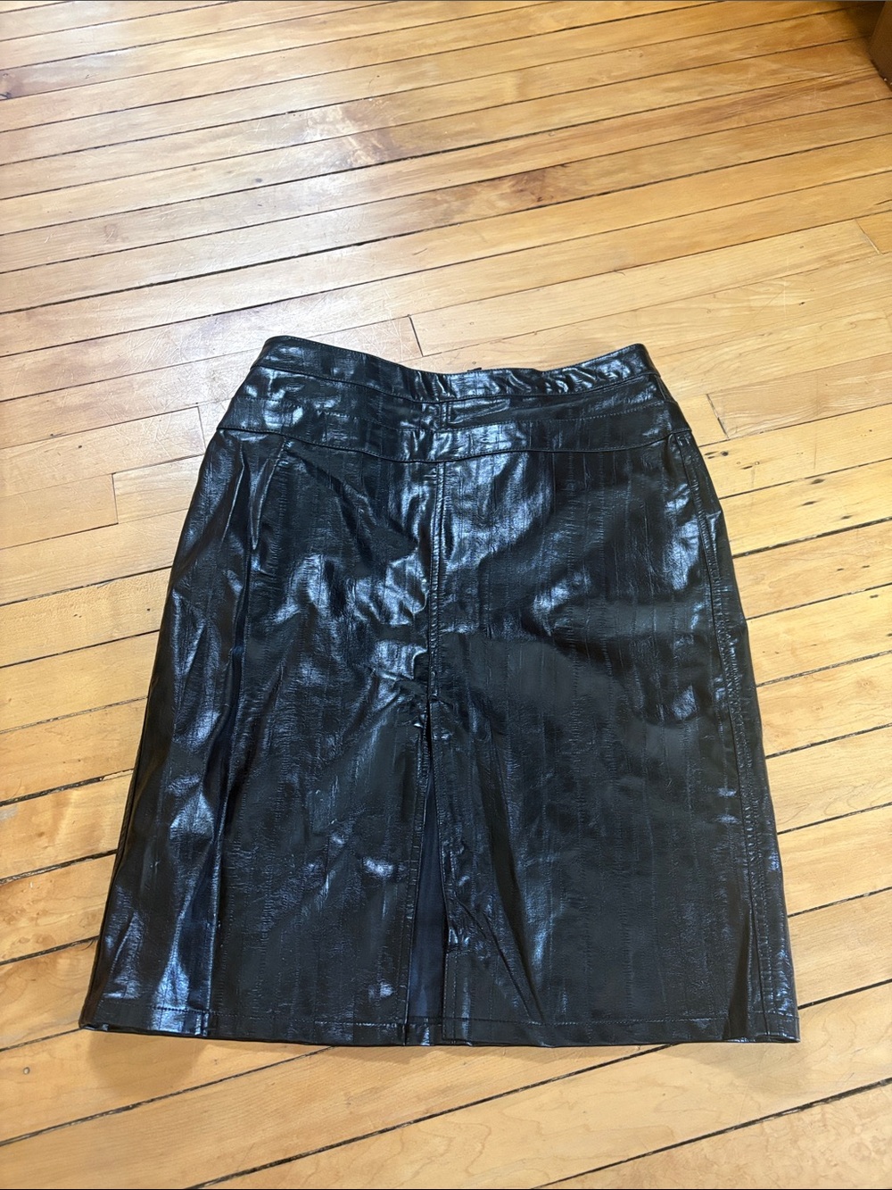 AFRM Black Faux Leather A-Line Skirt